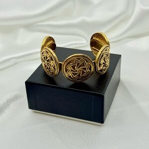 Chanel Gold Vintage CC Celtic Medallion Cuff Bracelet